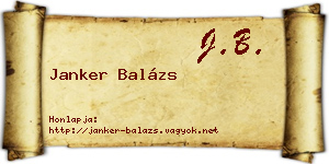 Janker Balázs névjegykártya