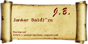 Janker Balázs névjegykártya